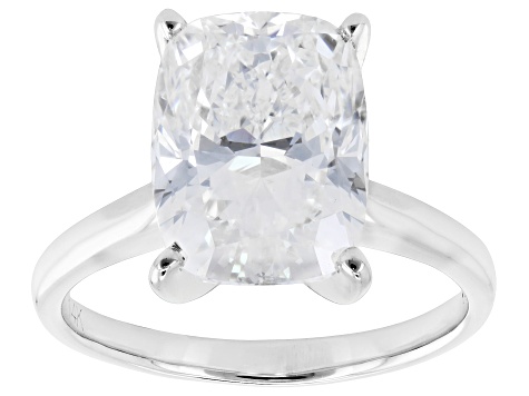 Certified Cushion White Lab-Grown Diamond F VS1 14K White Gold Solitaire Ring 5.00ct