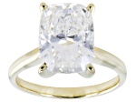 Certified Cushion White Lab-Grown Diamond F VS1 14K Yellow Gold Solitaire Ring 5.00ct