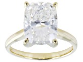 Certified Cushion White Lab-Grown Diamond F VS1 14K Yellow Gold Solitaire Ring 5.00ct