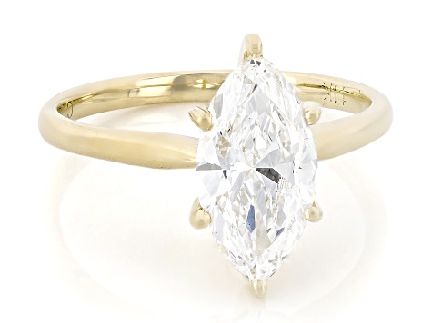 Certified Marquise White Lab-Grown Diamond F VS1 14K Yellow Gold Solitaire Ring 2.00ct