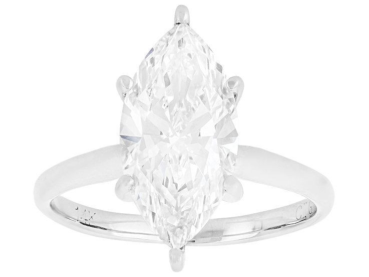 Certified Marquise White Lab-Grown Diamond F VS1 14K White Gold Solitaire Ring 3.00ct