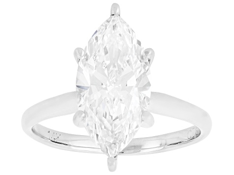 Certified Marquise White Lab-Grown Diamond F VS1 14K White Gold Solitaire Ring 3.00ct