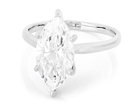 Certified Marquise White Lab-Grown Diamond F VS1 14K White Gold Solitaire Ring 3.00ct