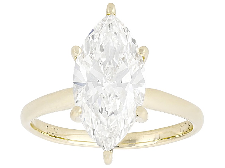 Certified Marquise White Lab-Grown Diamond F VS1 14K Yellow Gold Solitaire Ring 3.00ct