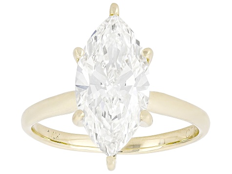 Certified Marquise White Lab-Grown Diamond F VS1 14K Yellow Gold Solitaire Ring 3.00ct
