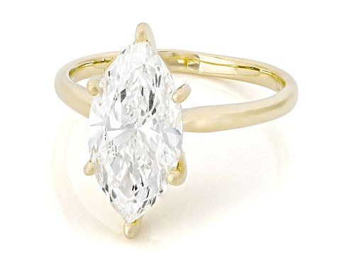 Certified Marquise White Lab-Grown Diamond F VS1 14K Yellow Gold Solitaire Ring 3.00ct