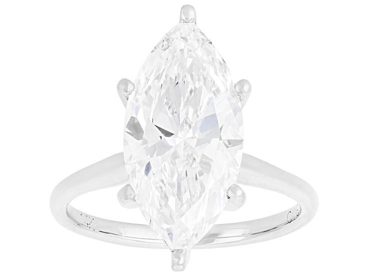 Certified Marquise White Lab-Grown Diamond F VS1 14K White Gold Solitaire Ring 4.00ct