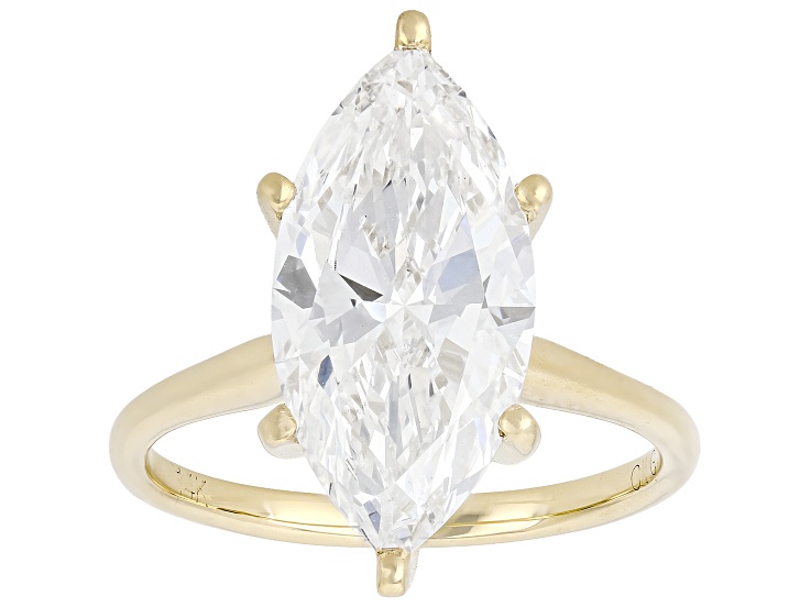 Certified Marquise White Lab-Grown Diamond F VS1 14K Yellow Gold Solitaire Ring 4.00ct