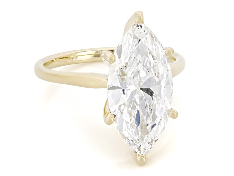 Certified Marquise White Lab-Grown Diamond F VS1 14K Yellow Gold Solitaire Ring 4.00ct