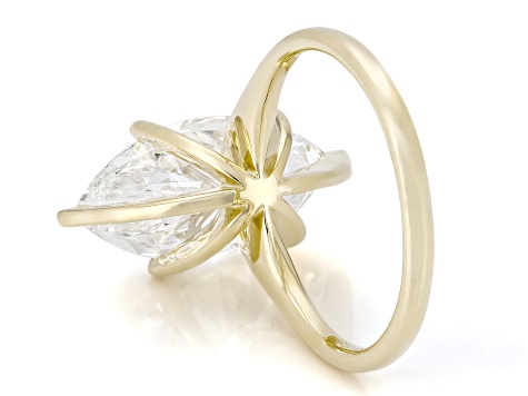 Certified Marquise White Lab-Grown Diamond F VS1 14K Yellow Gold Solitaire Ring 4.00ct
