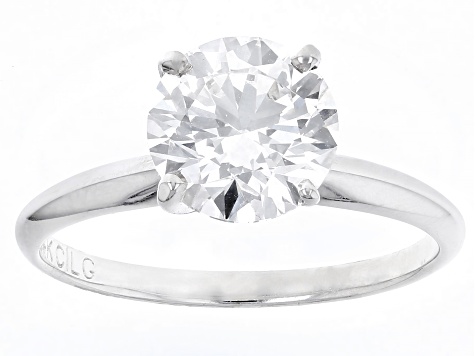 14k White Gold 2.00ct Round White IGI Certified Lab-Grown Diamond Solitaire Ring F/VS1