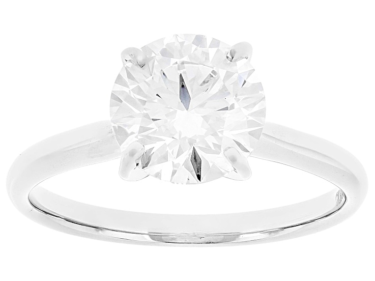 Certified Round White Lab-Grown Diamond F VS1 14K White Gold Solitaire Ring 2.00ct