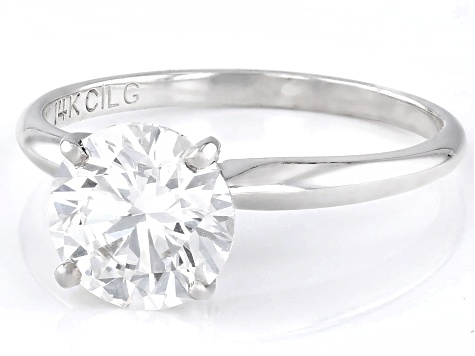 14k White Gold 2.00ct Round White IGI Certified Lab-Grown Diamond Solitaire Ring F/VS1