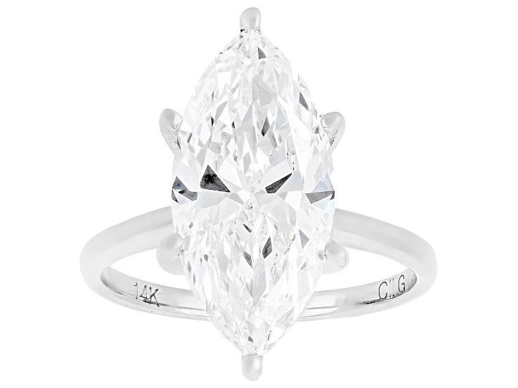 Certified Marquise White Lab-Grown Diamond F VS1 14K White Gold Solitaire Ring 5.00ct
