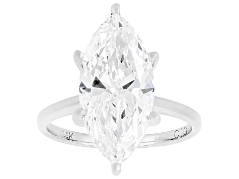Certified Marquise White Lab-Grown Diamond F VS1 14K White Gold Solitaire Ring 5.00ct