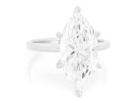 Certified Marquise White Lab-Grown Diamond F VS1 14K White Gold Solitaire Ring 5.00ct