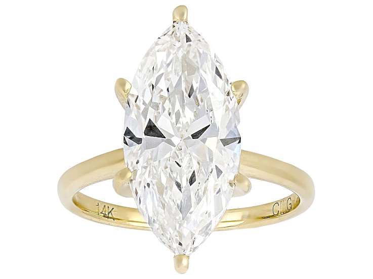 Certified Marquise White Lab-Grown Diamond F VS1 14K Yellow Gold Solitaire Ring 5.00ct