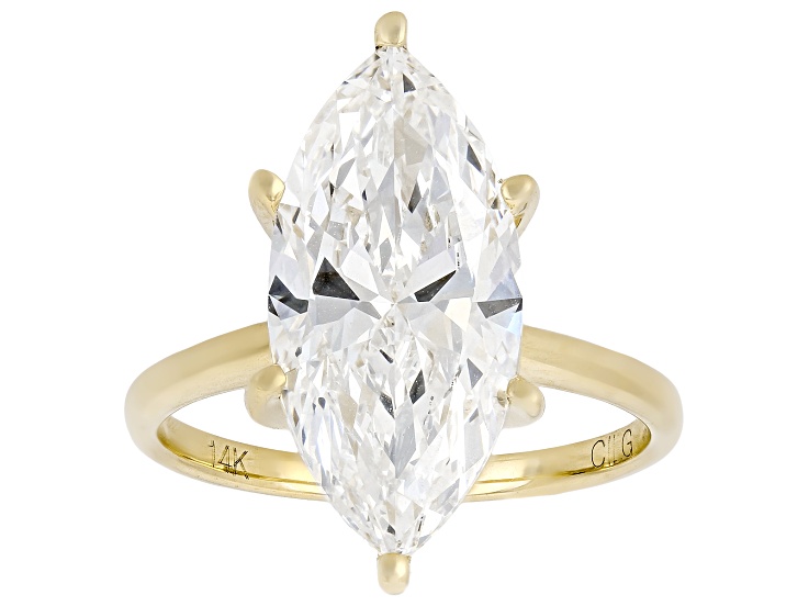 Certified Marquise White Lab-Grown Diamond F VS1 14K Yellow Gold Solitaire Ring 5.00ct