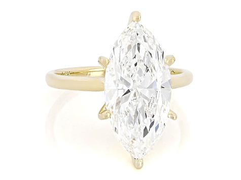 Certified Marquise White Lab-Grown Diamond F VS1 14K Yellow Gold Solitaire Ring 5.00ct