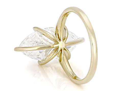 Certified Marquise White Lab-Grown Diamond F VS1 14K Yellow Gold Solitaire Ring 5.00ct