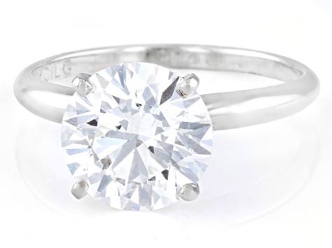14k White Gold 3.00ct Round White IGI Certified Lab-Grown Diamond Solitaire Ring F/VS1