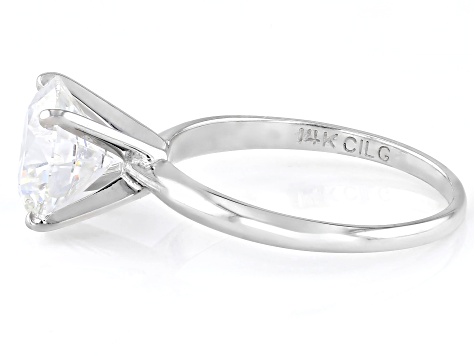 14k White Gold 3.00ct Round White IGI Certified Lab-Grown Diamond Solitaire Ring F/VS1