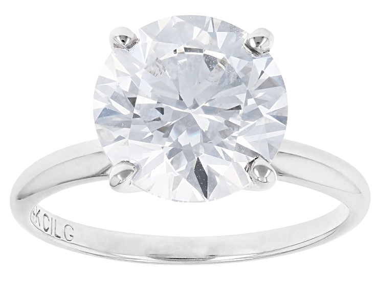 14k White Gold 4.00ct Round White IGI Certified Lab-Grown Diamond Solitaire Ring F/VS1