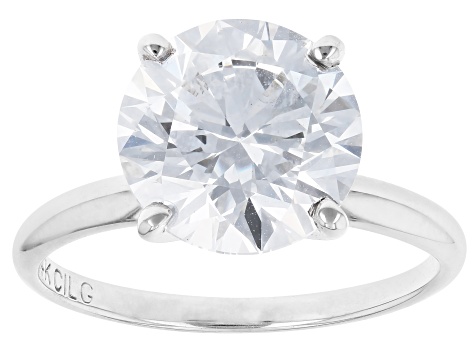 14k White Gold 4.00ct Round White IGI Certified Lab-Grown Diamond Solitaire Ring F/VS1