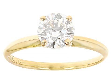 14k Yellow Gold 1.10ct Round White IGI Certified Lab-Grown Diamond Solitaire Ring F/VS1