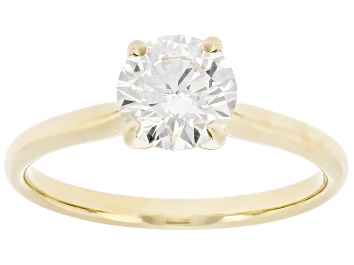Picture of Certified Round White Lab-Grown Diamond F VS1 14K Yellow Gold Solitaire Ring 1.10ct