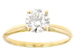 14k Yellow Gold 1.10ct Round White IGI Certified Lab-Grown Diamond Solitaire Ring F/VS1