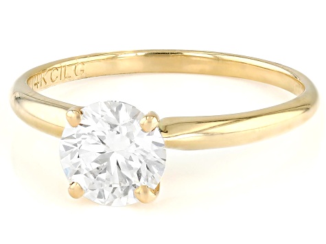 14k Yellow Gold 1.10ct Round White IGI Certified Lab-Grown Diamond Solitaire Ring F/VS1