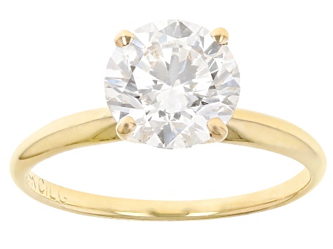 14k Yellow Gold 2.00ct Round White IGI Certified Lab-Grown Diamond Solitaire Ring F/VS1