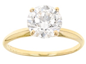 14k Yellow Gold 2.00ct Round White IGI Certified Lab-Grown Diamond Solitaire Ring F/VS1