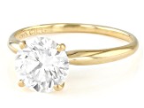 14k Yellow Gold 2.00ct Round White IGI Certified Lab-Grown Diamond Solitaire Ring F/VS1