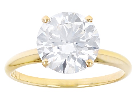 14k Yellow Gold 3.00ct Round White IGI Certified Lab-Grown Diamond Solitaire Ring F/VS1