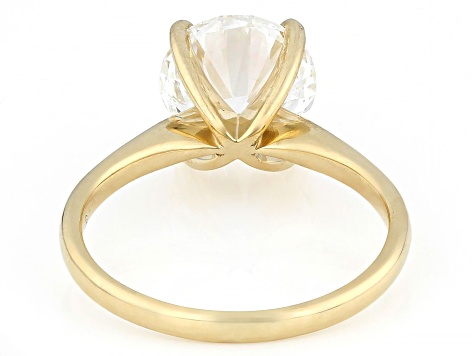 Certified Round White Lab-Grown Diamond F VS1 14K Yellow Gold Solitaire Ring 3.00ct
