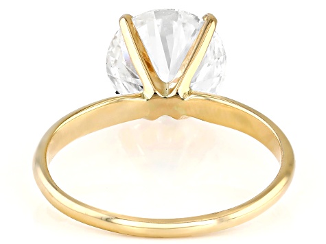 14k Yellow Gold 3.00ct Round White IGI Certified Lab-Grown Diamond Solitaire Ring F/VS1