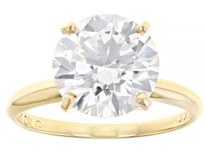 14k Yellow Gold 4.00ct Round White IGI Certified Lab-Grown Diamond Solitaire Ring F/VS1