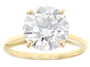 Picture of Certified Round White Lab-Grown Diamond F VS1 14K Yellow Gold Solitaire Ring 4.00ct