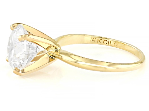 14k Yellow Gold 4.00ct Round White IGI Certified Lab-Grown Diamond Solitaire Ring F/VS1