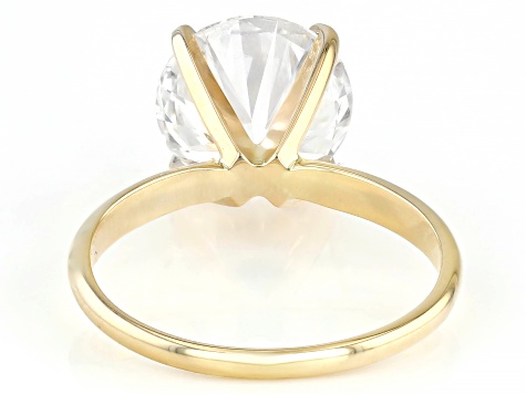 14k Yellow Gold 4.00ct Round White IGI Certified Lab-Grown Diamond Solitaire Ring F/VS1