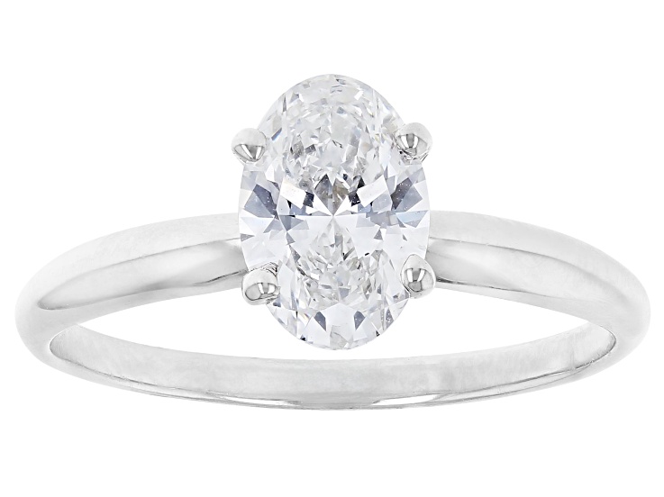 14k White Gold 1.10ct Oval White IGI Certified Lab-Grown Diamond Solitaire Ring F/VS1