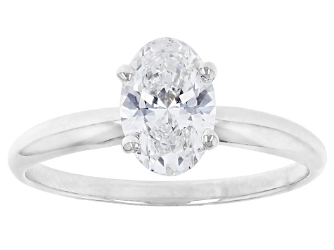 14k White Gold 1.10ct Oval White IGI Certified Lab-Grown Diamond Solitaire Ring F/VS1
