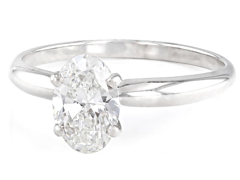 14k White Gold 1.10ct Oval White IGI Certified Lab-Grown Diamond Solitaire Ring F/VS1