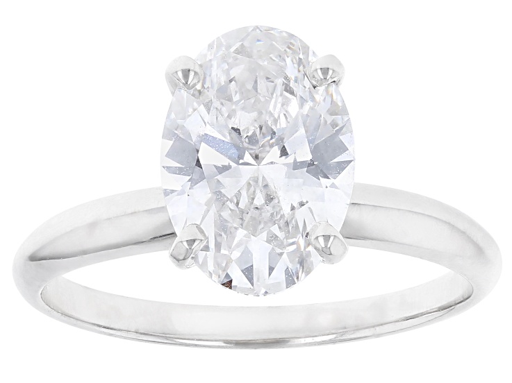 14k White Gold 2.00ct Oval White IGI Certified Lab-Grown Diamond Solitaire Ring F/VS1
