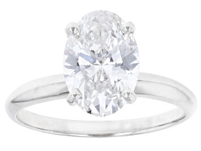 14k White Gold 2.00ct Oval White IGI Certified Lab-Grown Diamond Solitaire Ring F/VS1