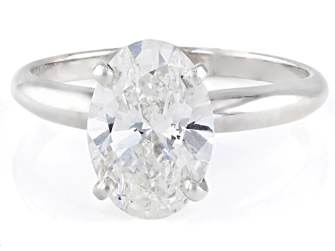 14k White Gold 2.00ct Oval White IGI Certified Lab-Grown Diamond Solitaire Ring F/VS1