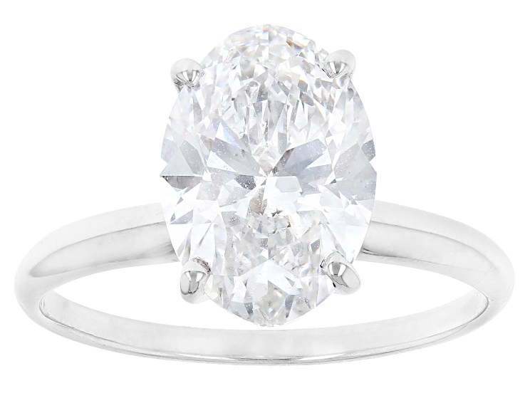 14k White Gold 3.00ct Oval White IGI Certified Lab-Grown Diamond Solitaire Ring F/VS1