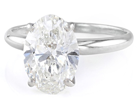 14k White Gold 3.00ct Oval White IGI Certified Lab-Grown Diamond Solitaire Ring F/VS1